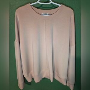 Cable & Gauge Studio Blush Pink Soft Modal Blend Crewneck Sweatshirt Relaxed Fit